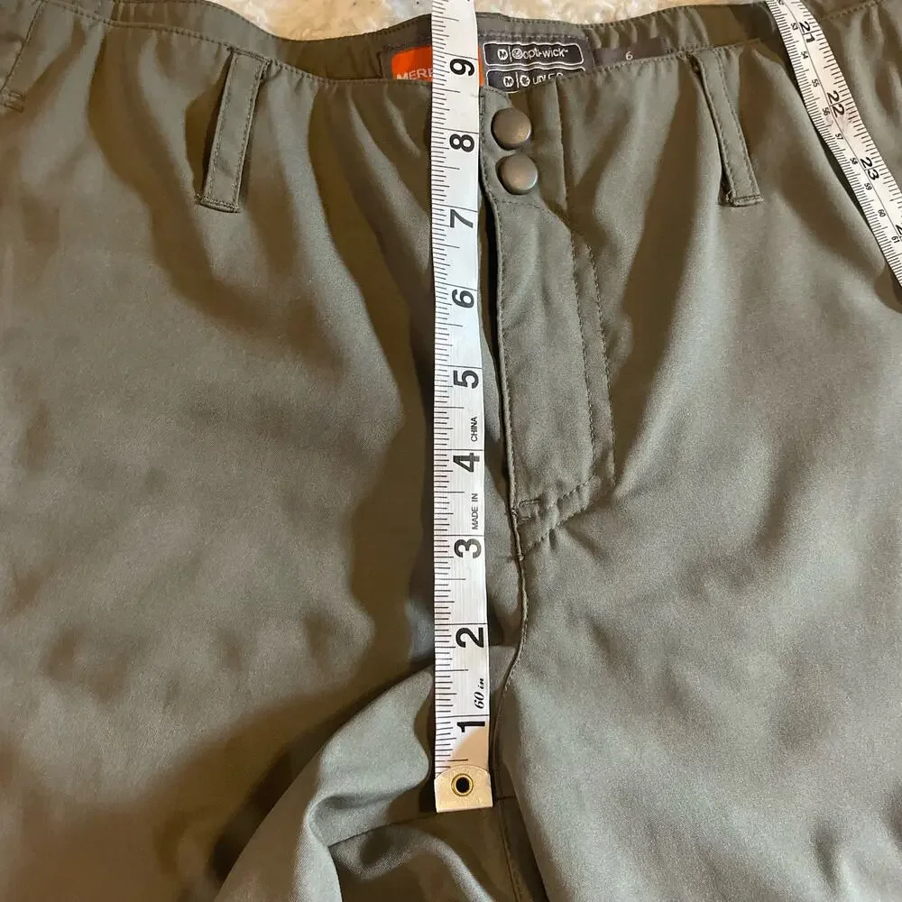 Merrell Opti Wick Shorts Olive Green Size 6 UPF 50+